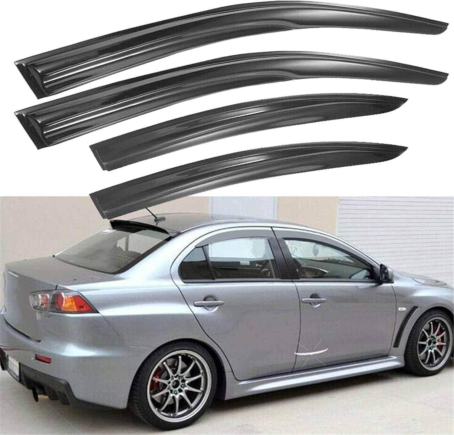 munirater Acrylic Vent Window Visors Rain Guard Replacement for 2008-2017 Mitsubishi Lancer