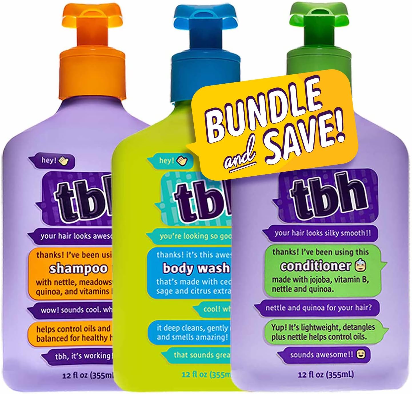TBH Kids Teen Hygiene Starter Kit Shampoo, Conditioner