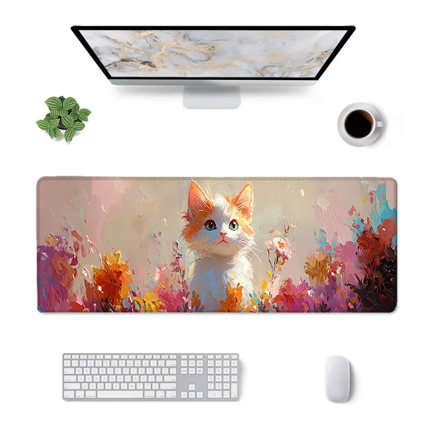 Tappetino per Mouse XXL 1400 x 600 x 3mm Tappetino Mouse Gaming Grande, Mousepad con Base in Gomma Antiscivolo, Tappeto per Tavolo da Gaming per Mouse e Tastiera, Accessori PC (carina ragazza) V-468