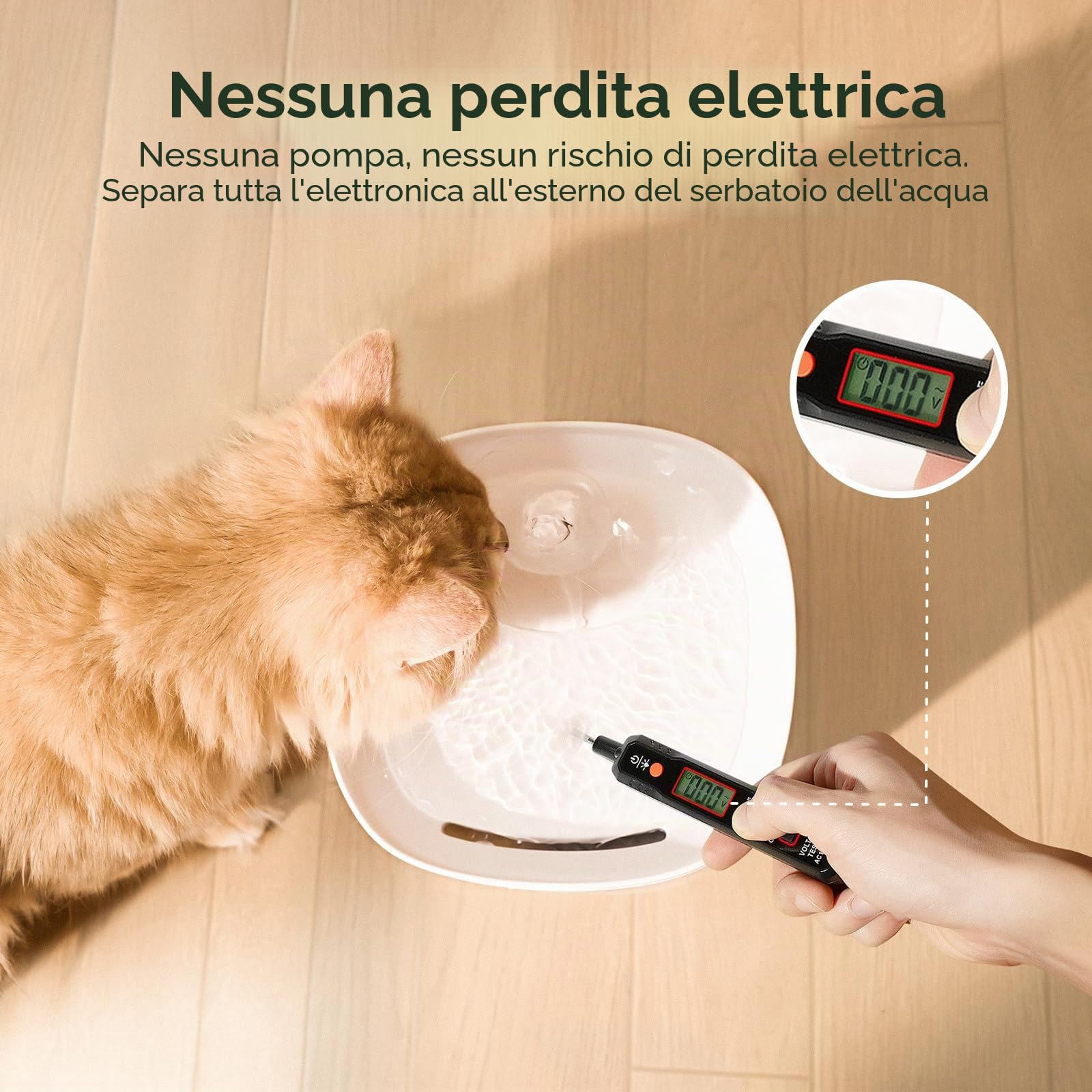 Cheerble Fontana per Gatti 2L - E1 Lite, Fontana Ultrasilenziosa Senza Pompa con Tecnologia MagDrive™, Filtro a Carbone Attivo - Distributore d'Acqua con Flusso Continuo, per Più Animali Domestici