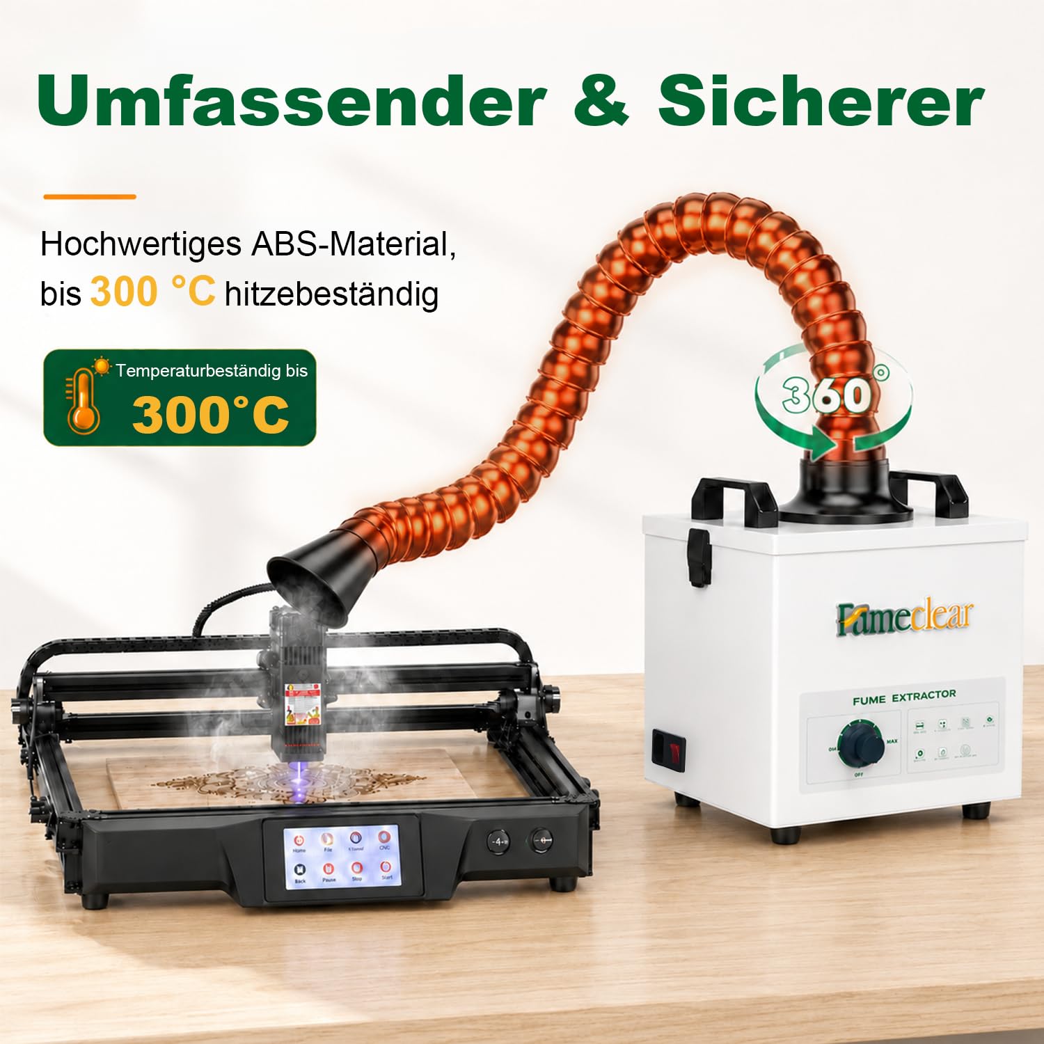 FumeClear FC-100A Lötrauchabsaugung Leistungsstarke 200 to 260m³/h Absaugung, Lötrauchabsorber, geräuscharmes, 3-stufiges Filtersystem mit 12 Filtern für Laserschweißen, Rauchabsaugung