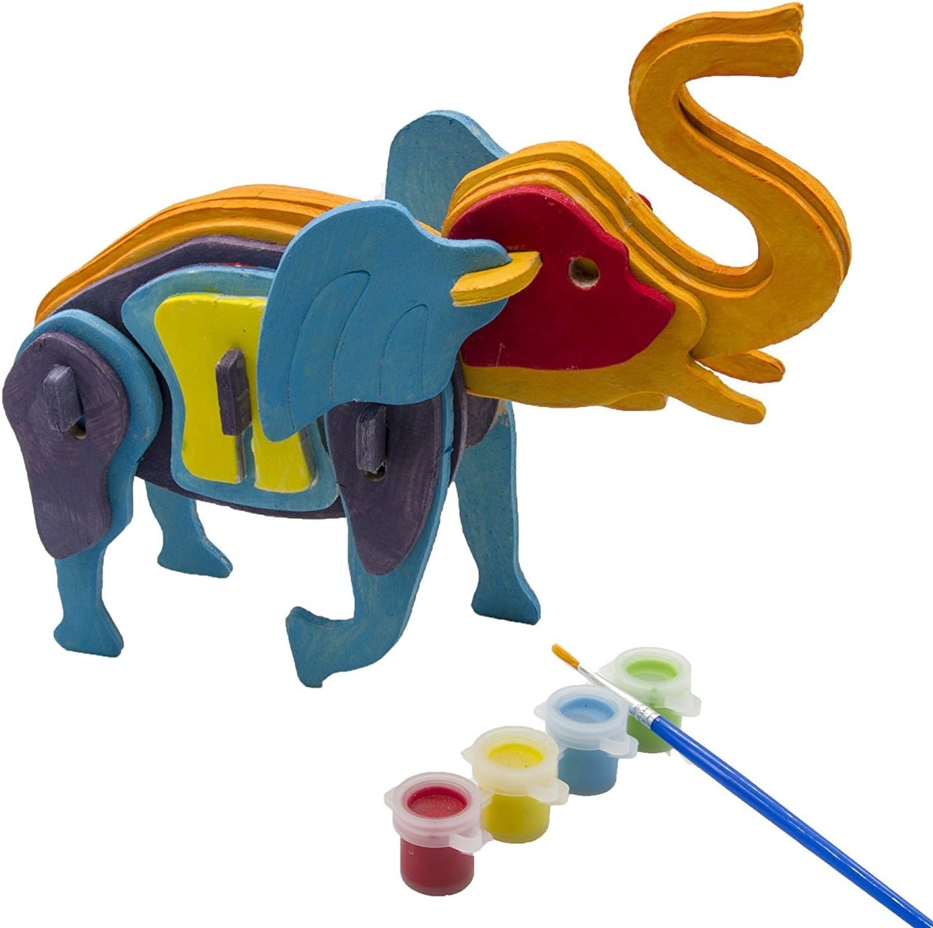 3d Puzzle Art Projects Craft Wood 3d Puzzles for Kids Ages 6-8 &up Assemble Paint DIY Animal Crafts Model Kits the Best Birthday Gifts Elephant