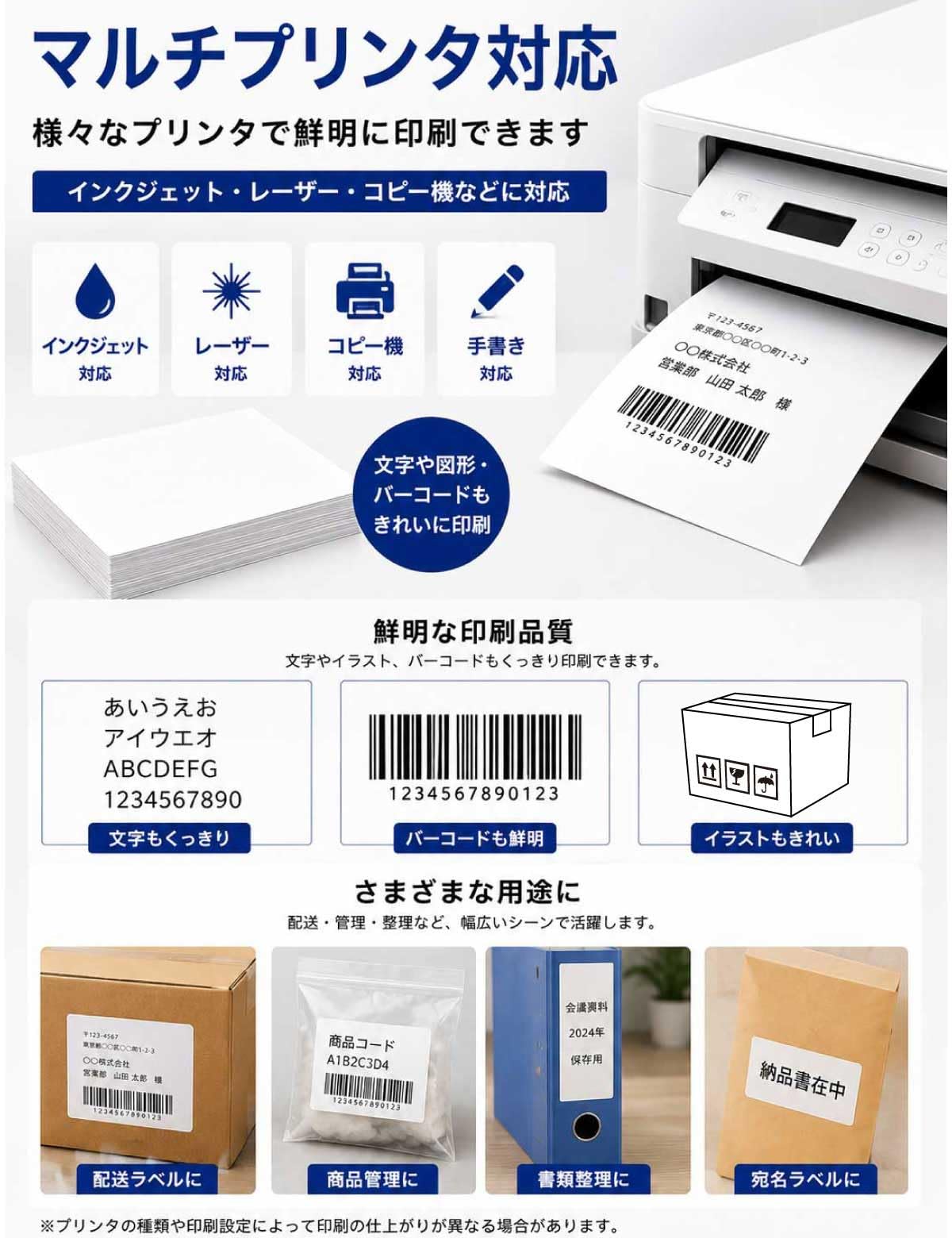 uni+ Lot de 100 étiquettes autocollantes A4 1 face sans découpe 210 x 297 mm Se retirent immédiatement après nettoyage Adhère fermement au fil du temps