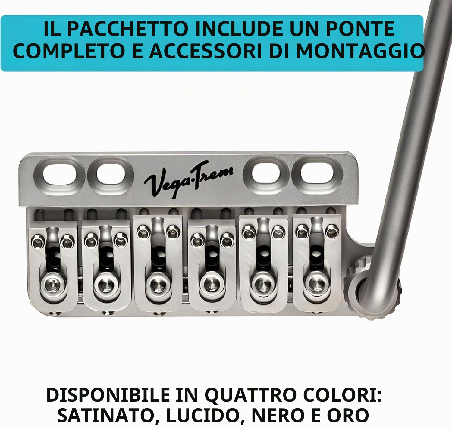 Vega-Trem VT1 Special Standard 6-Screw Stratocaster Chitarra Tremolo Bridge per Strat No Mods Facile installazione (raso, destra)