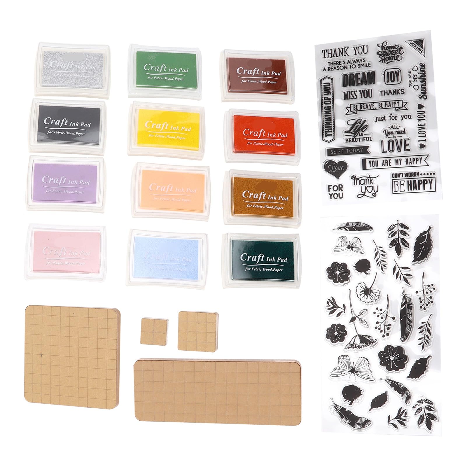 Zu den Acryl-Stempelwerkzeugen gehören 4 Acrylblöcke, 12 Stempelkissen und 2 transparente Siegel-Stempelblöcke für die Herstellung von DIY-Bastelkarten