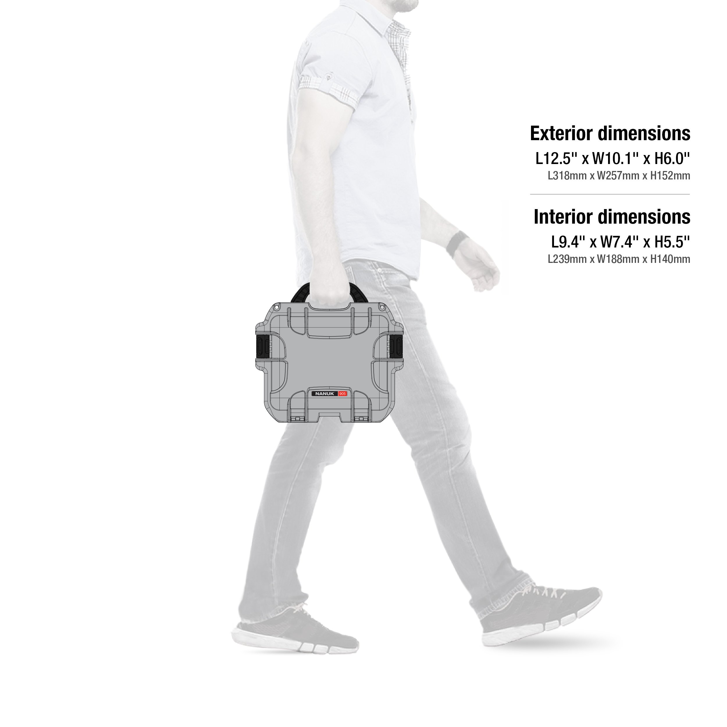 Nanuk 905 wasserdichter Hartschalenkoffer mit Schaumstoffeinlage für RodeLink Wireless Kit - Silber
