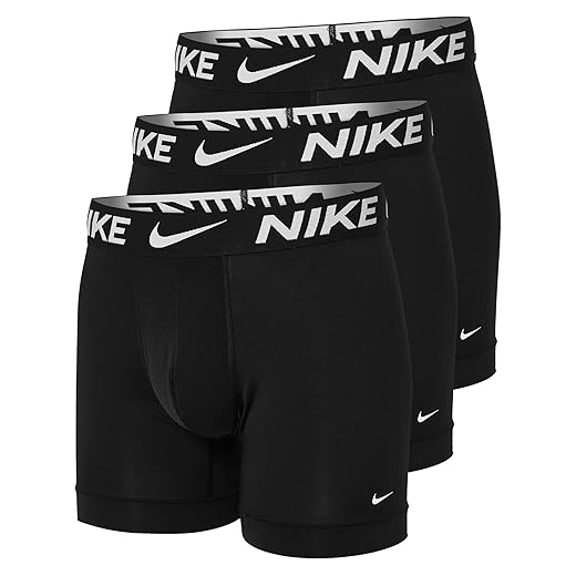 Nike Cuecas Boxer Masculinas Dri-Fit Essential Micro, Pacote Com 3 (B(Ke1157-001)/W, Média)
