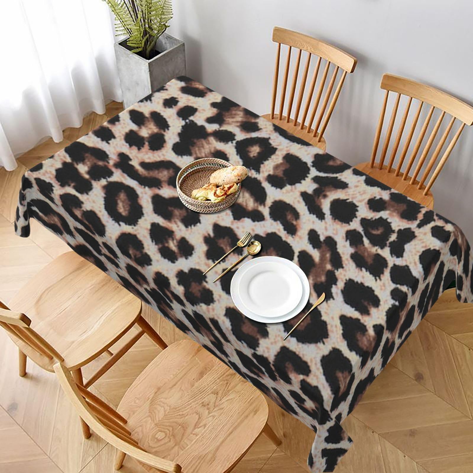 BNVSADC Leopard Print print Printed Rectangle Tablecloth 228x152 CM, Water Resistant Polyester Table Cloth Decorative Fabric Table Covers for Kitchen Dining Table Parties Camping