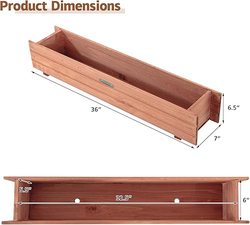 Miniatura 7 de Giantex Cama elevada de jardín para plantas de flores o verduras, caja de plantas para jardín, caja de madera para plantar (36 pulgadas LX7 pulgadas