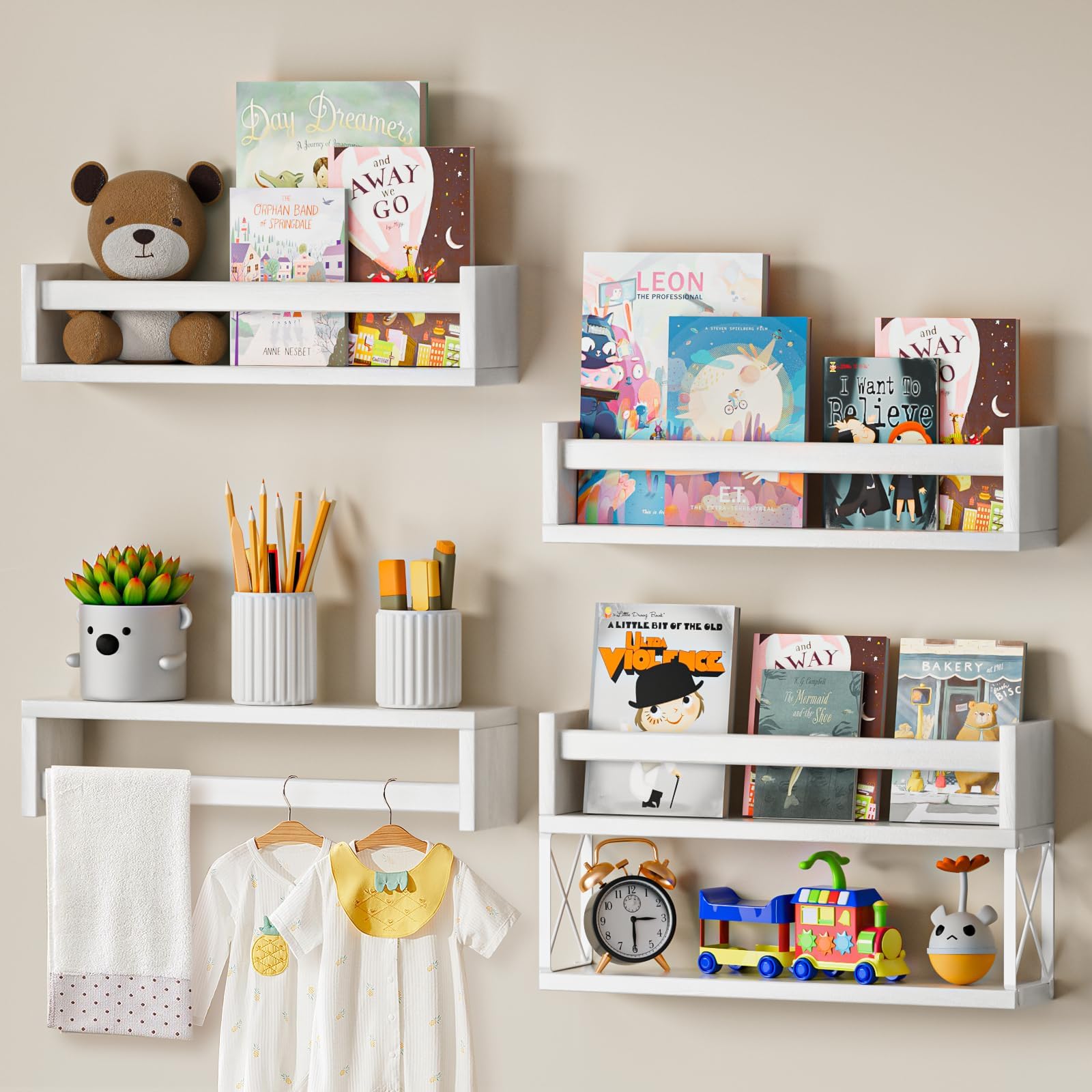 Amazon.com: birola Nursery Book Shelves 32 inches Set of 3,Wall ...