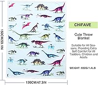 Vista 4 de Manta de dinosaurio para niños, franela suave, regalos para amantes de los dinosaurios, mantas y mantas (dinosaurio 4, 50 x 60 pulgadas)