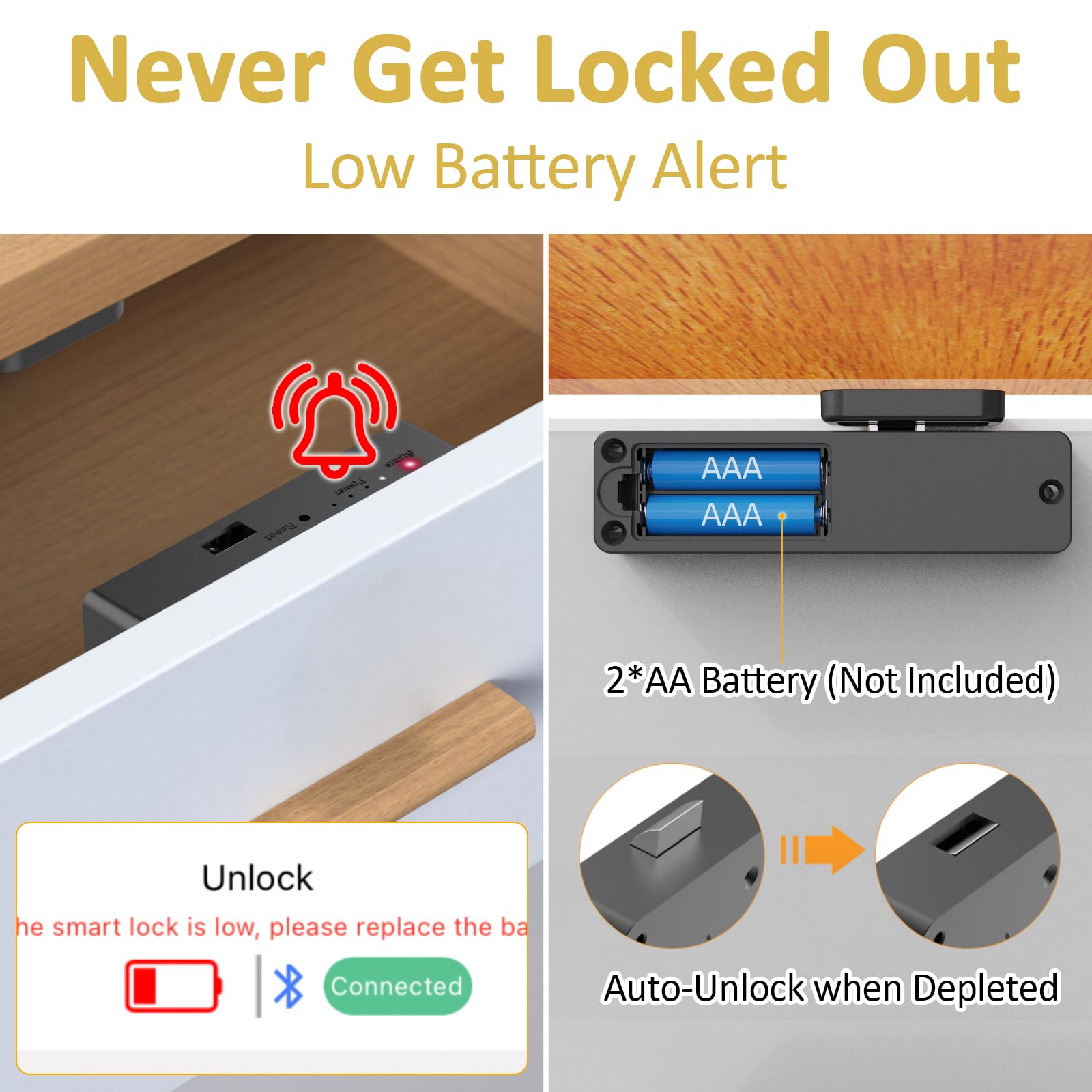 Bestkid Cerradura de gabinete NFC con tarjeta RFID, cerradura de cajón oculta delgada para seguridad infantil, archivador de licor, cocina, despensa, muebles, cajón de doble capa, no requiere taladrar