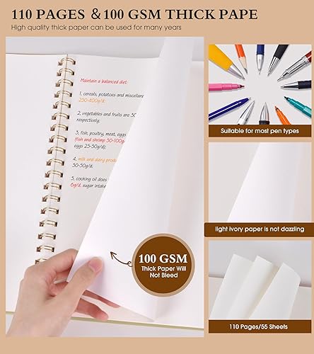 Vista 81 de Cuaderno de papel cuadriculado, cuaderno en espiral de 8.5 x 11 pulgadas, cuadernos de cuadrícula grande A4 para mujeres y hombres, papel gráfico