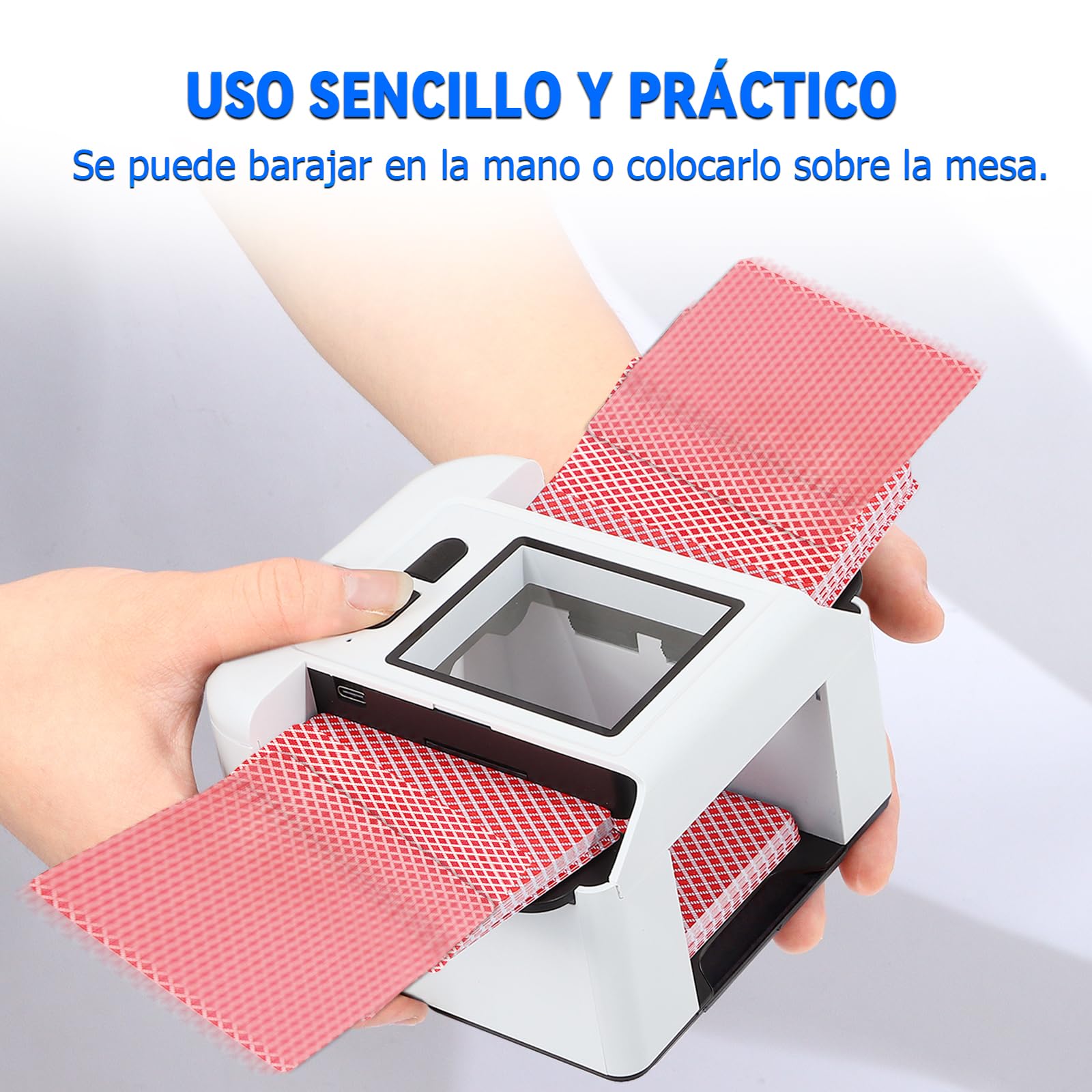 Mezclador automático de cartas eléctrico, 2000 mAh, mezcladora de cartas para UNO, juego de cartas de póquer, Skip BO, Phase10 para celebraciones familiares y viajes (blanco-1)