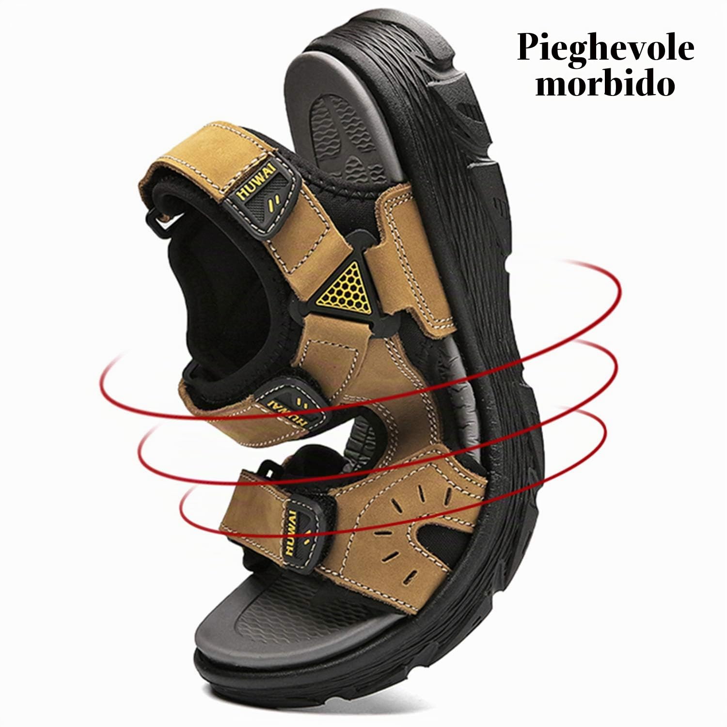 Lvptsh Sandali Sportivi Uomo Sandali de Passeggio Estivi All'aperto Escursionismo Trekking Sandals Pelle Casual Traspirante Spiaggia Sandaletti,Nero 1,EU43