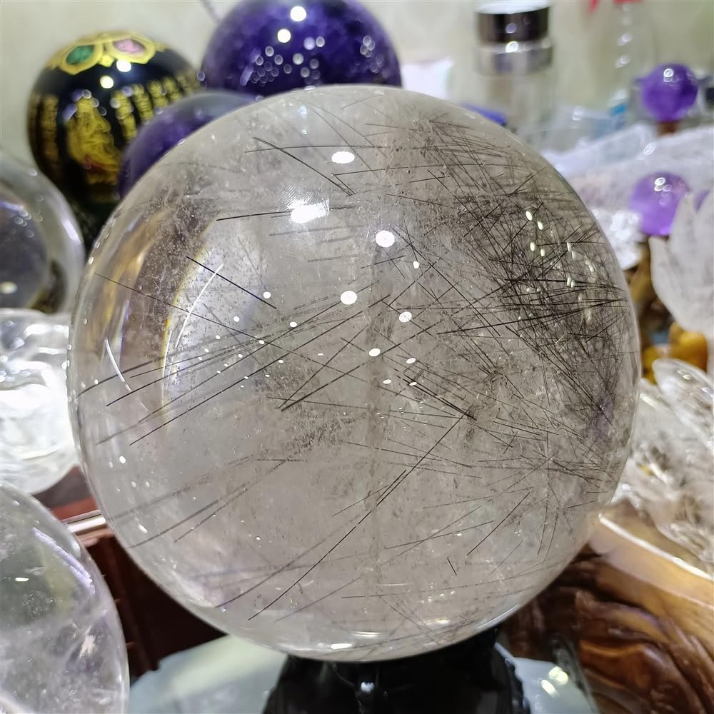 HGETJOHXEM Stone Hair Crystal Ball White Crystal Quartz Ball Home Office Decoration(Size:4-4.5kg)