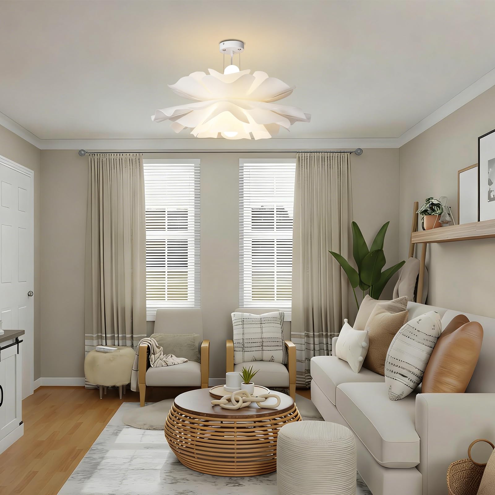 Lampada sospensione moderna in acrilico bianco Lampada a sospensione a fiori creativi Lampadario per camera da letto nordico Illuminazione a sospensione regolabile in altezza Lampada decorativ