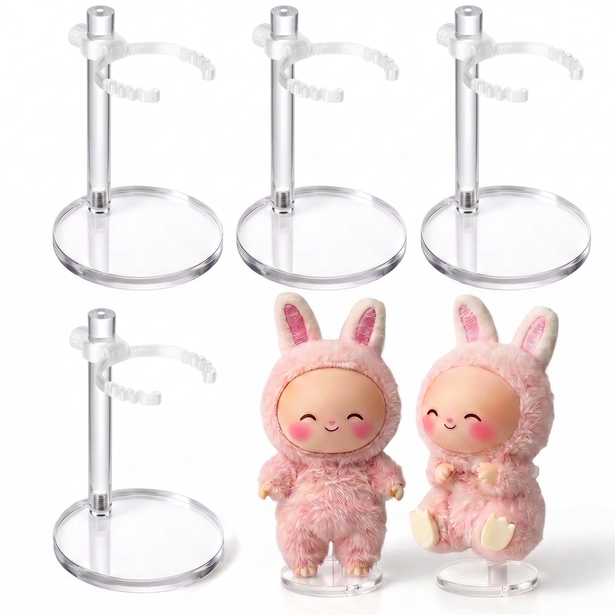 Adjustable Doll Stand for Blind Box Minifigures (White 4 Set)