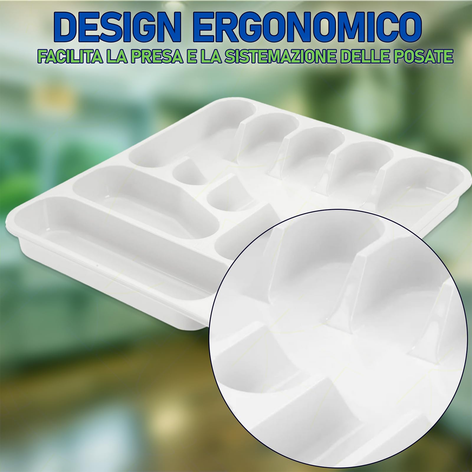 Sicignano | Bandeja para cubiertos para cajones – Modelos pequeños, grandes, mixy con inserto y Bella Plus – Bandeja multicompartimento en diferentes colores (blanco, grande)