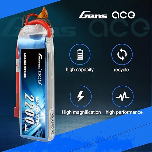 Miniatura 4 de Gens ace 7.4V 2200mAh 2S 45C LiPo Batería Deans Plug para 70MM EDF RC Avión 450 Helicóptero Rc Barco