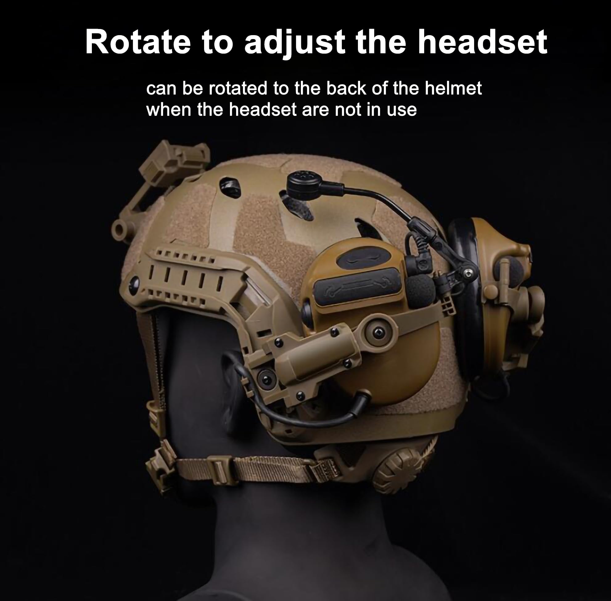 Tactical Headset Adapter Sospensione Cuffie Staffa Rotabile Casco Da Caccia Guida Base Auricolare per le rotaie del casco