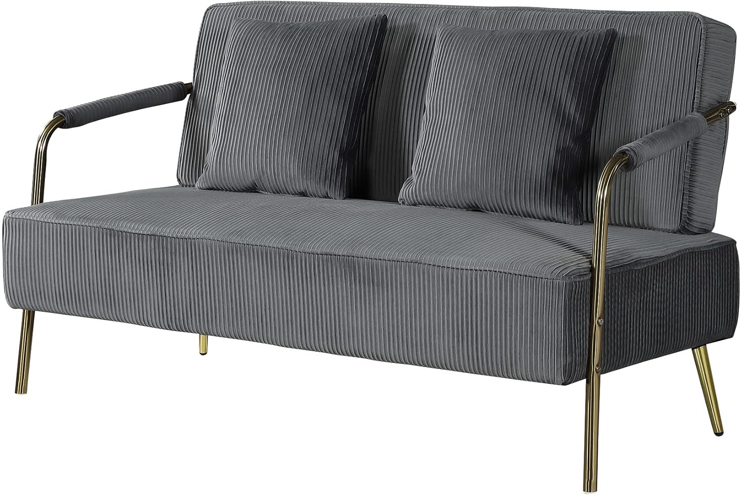 Nynsley 56″ Width Modern Upholstered Pleated Velvet Loveseat Comfy 2 ...