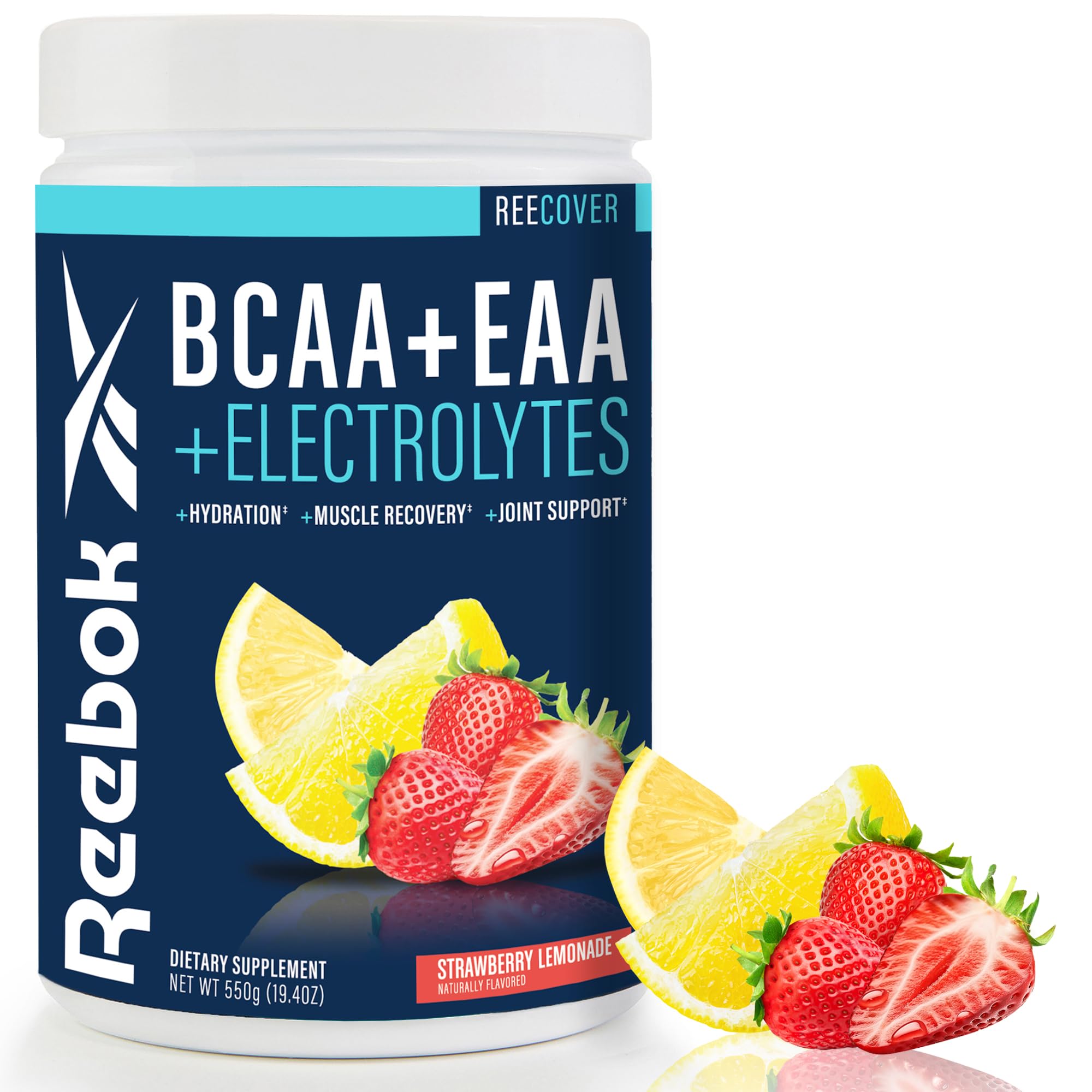 Reebok BCAA Amino Acids + Electrolytes, 30 Servings, Strawberry Lemonade