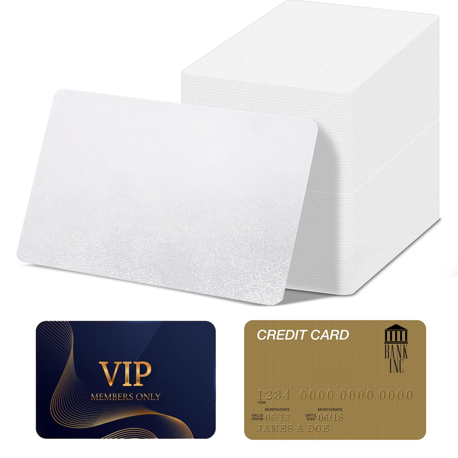 200 Pcs Sublimation Business Cards Blanks, 0.22 mm Thick Metal Name Card Bulk, 8.5 x 5.5 cm Printable White Aluminum Alloy Business Card for DIY Custom Engrave Print DIY Gift