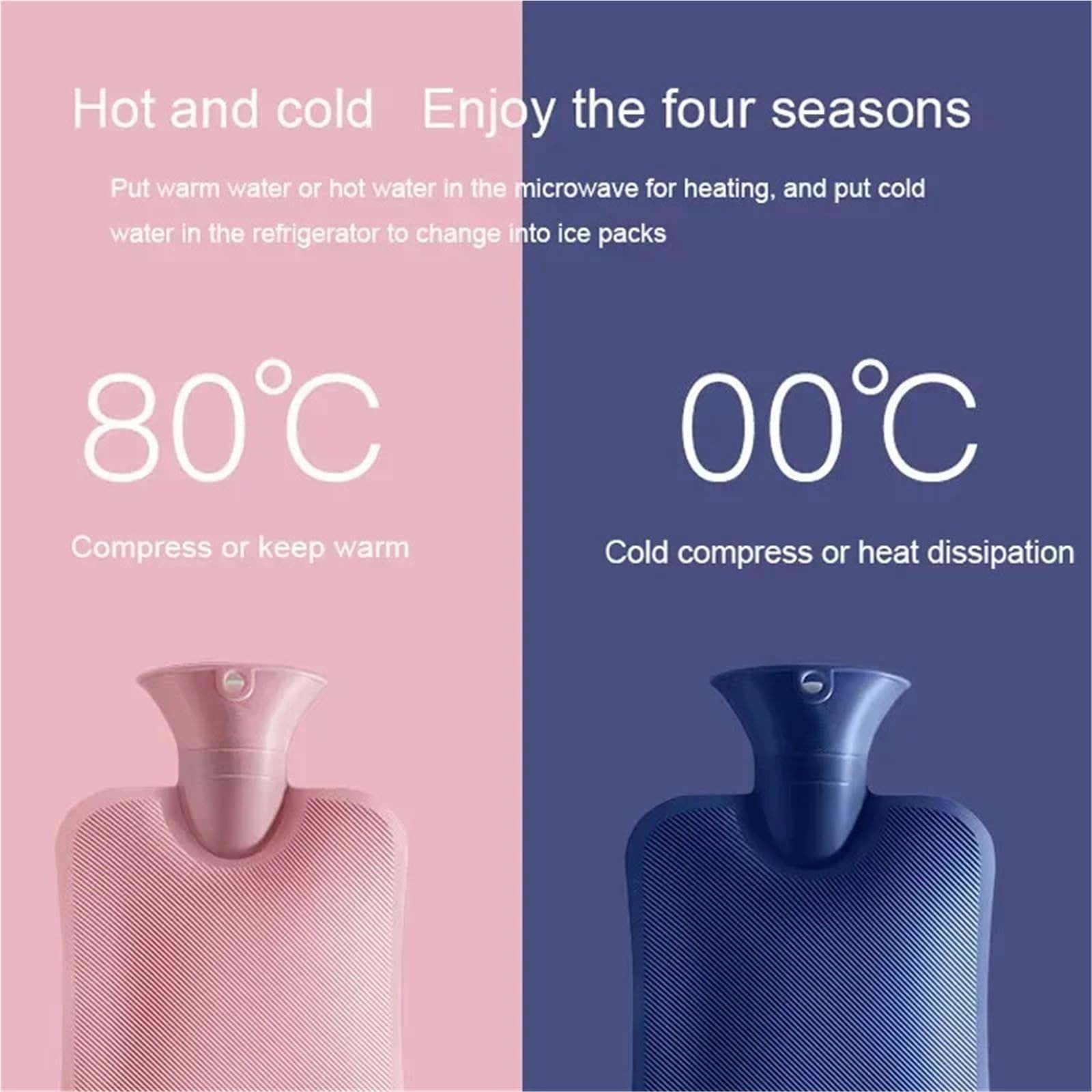 Bolsa de agua caliente for calentar el vientre, las manos y los pies Mantenga a mano la bolsa más para Mujer(1800ML Rose red)