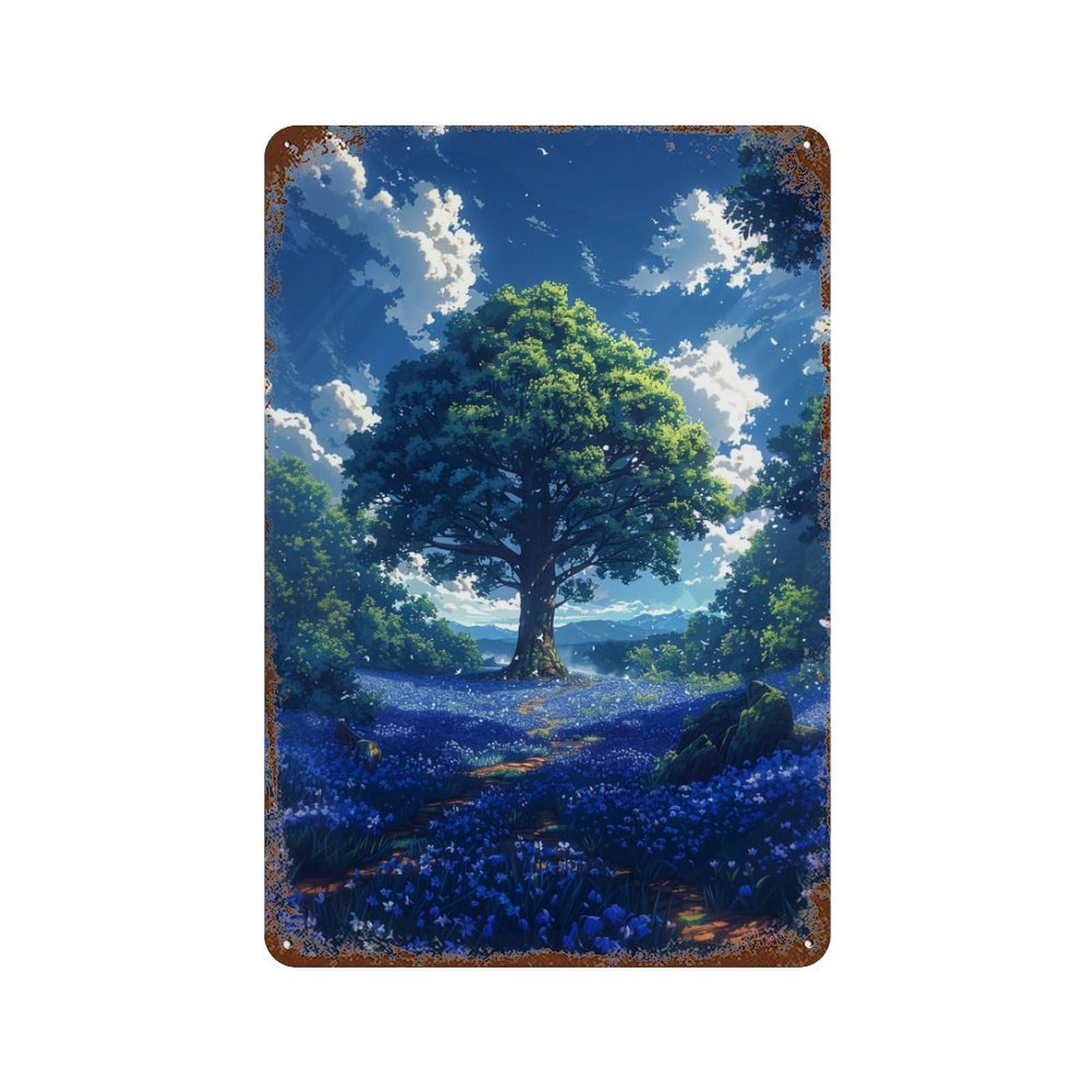 Enchanted Forest Pathway -1 Rust Effect Tin Sign 11.8"x7.9", Vintage Wall Decor for Garage, Pub Or Kitchen