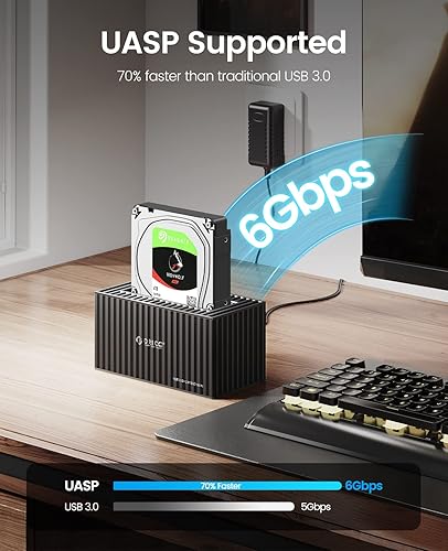 Miniatura 2 de ORICO Estación de acoplamiento de disco duro de 3.5 pulgadas USB 3.0Tipo-C 2IN1 Cable a SATA Carcasa de disco duro externo de aluminio para 2.53.5