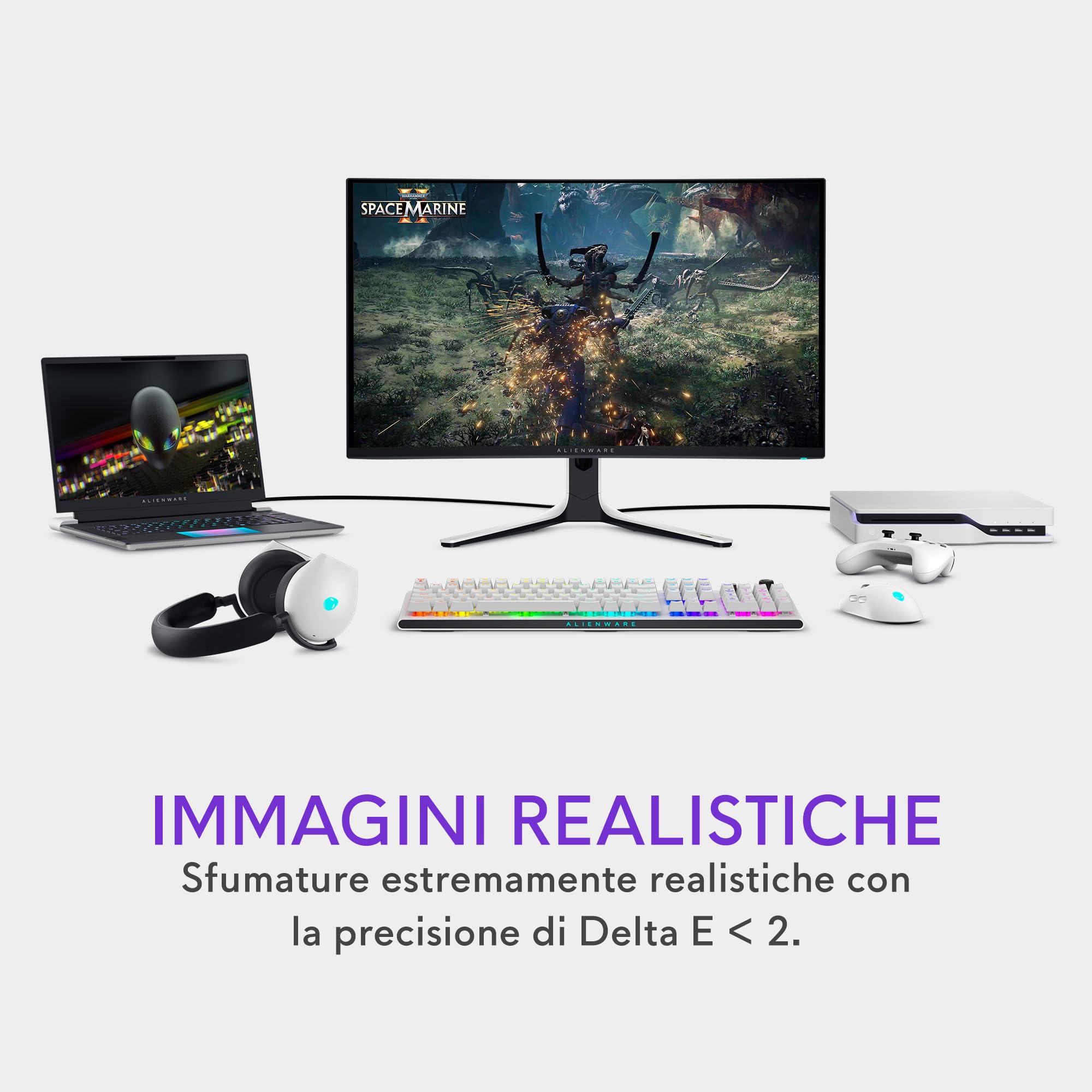 Alienware AW3225QF 32" 4K UHD (3840x2160) 1700R Monitor Gaming Curvo, 240Hz, QD OLED, 0.03ms, NVIDIA G-SYNC Compatible, HDR, Dolby Vision, USB-C, DisplayPort, 2x HDMI, 4x USB, 3 Anni di Garanzia