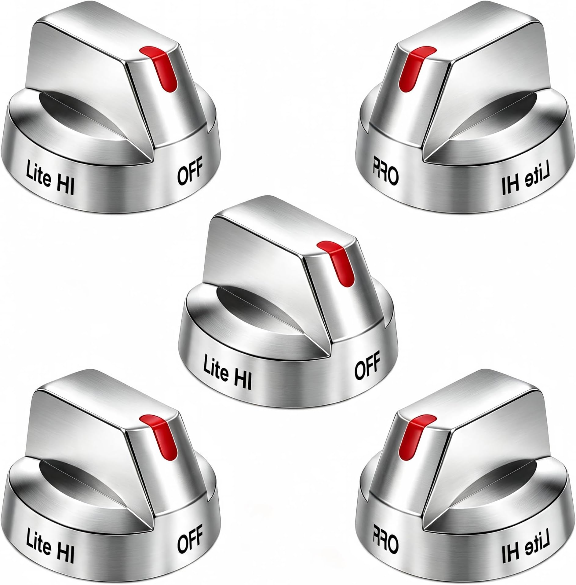 Upgraded DG64-00473A Stainless Steel Reinforced Stove Knob Replacement for Samsung Gas Stove - Anti-Crack Metal Insert Burner Dial Set (5-Pack)