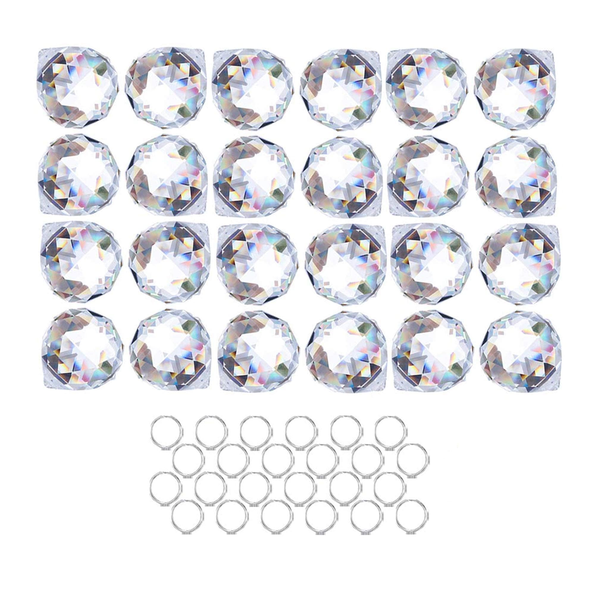 Photo 1 of HDCRYSTALGIFTS Crystalsuncatcher 24pcs Clear Crystal Ball Prism Suncatcher Rainbow Pendants Maker, Hanging Crystals Prisms for Windows,20mm