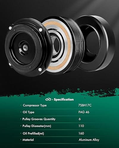 Miniatura 295 de SCITOO Compresor de CA para Acura TSX 2.4L 2004 2005 2006 2007 2008, CO 10849T Compresor de aire acondicionado con embrague 38810RBBA01 10360661