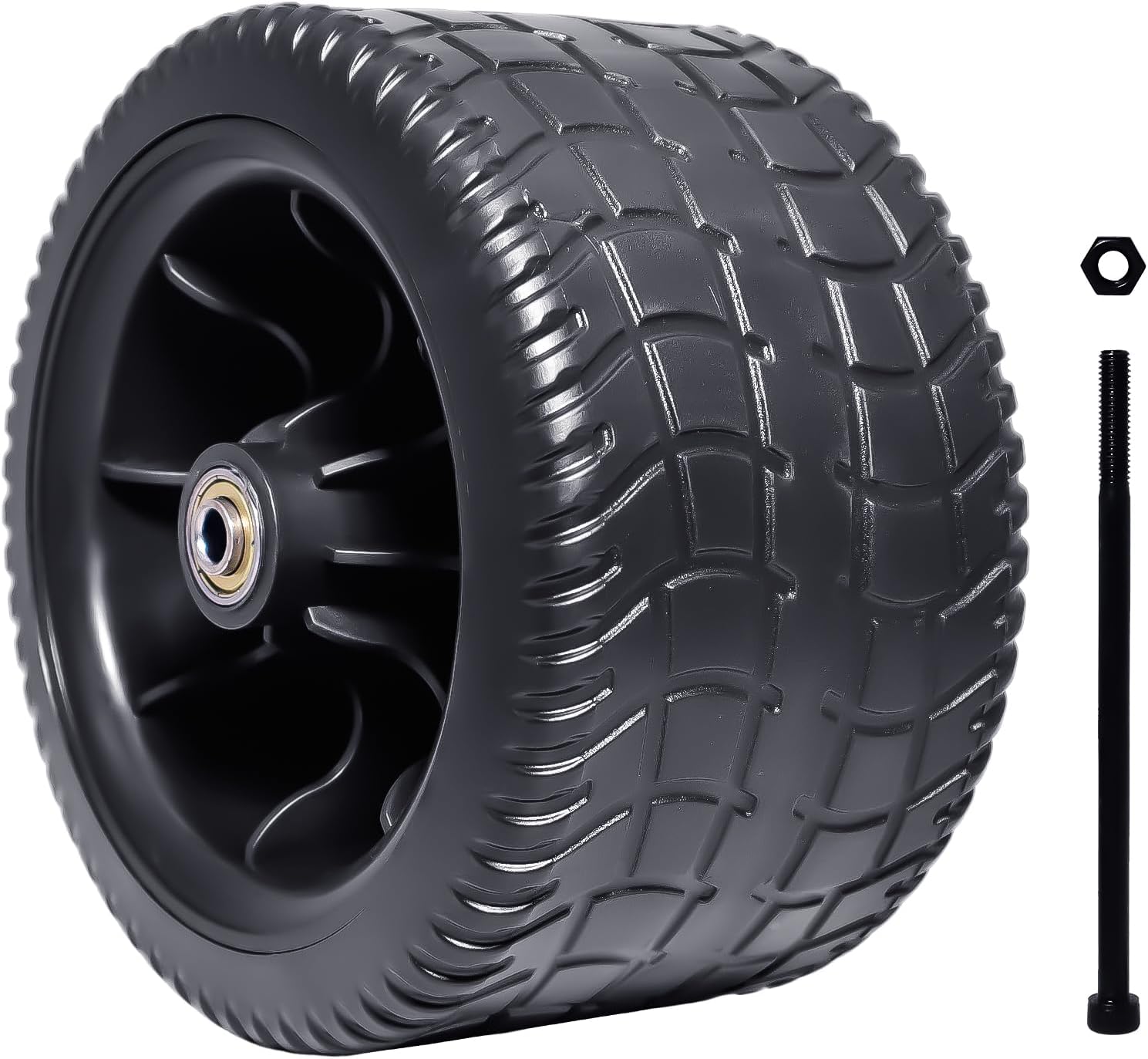 1 PCS Collapsible Wagon Wheel, Universal Solid Wheels with Ball Bearing, Foldable Wagon Wheel, Wheelbarrow Tires and Wheelbarrow Replacement Parts, Wagon Attachment (Dark)