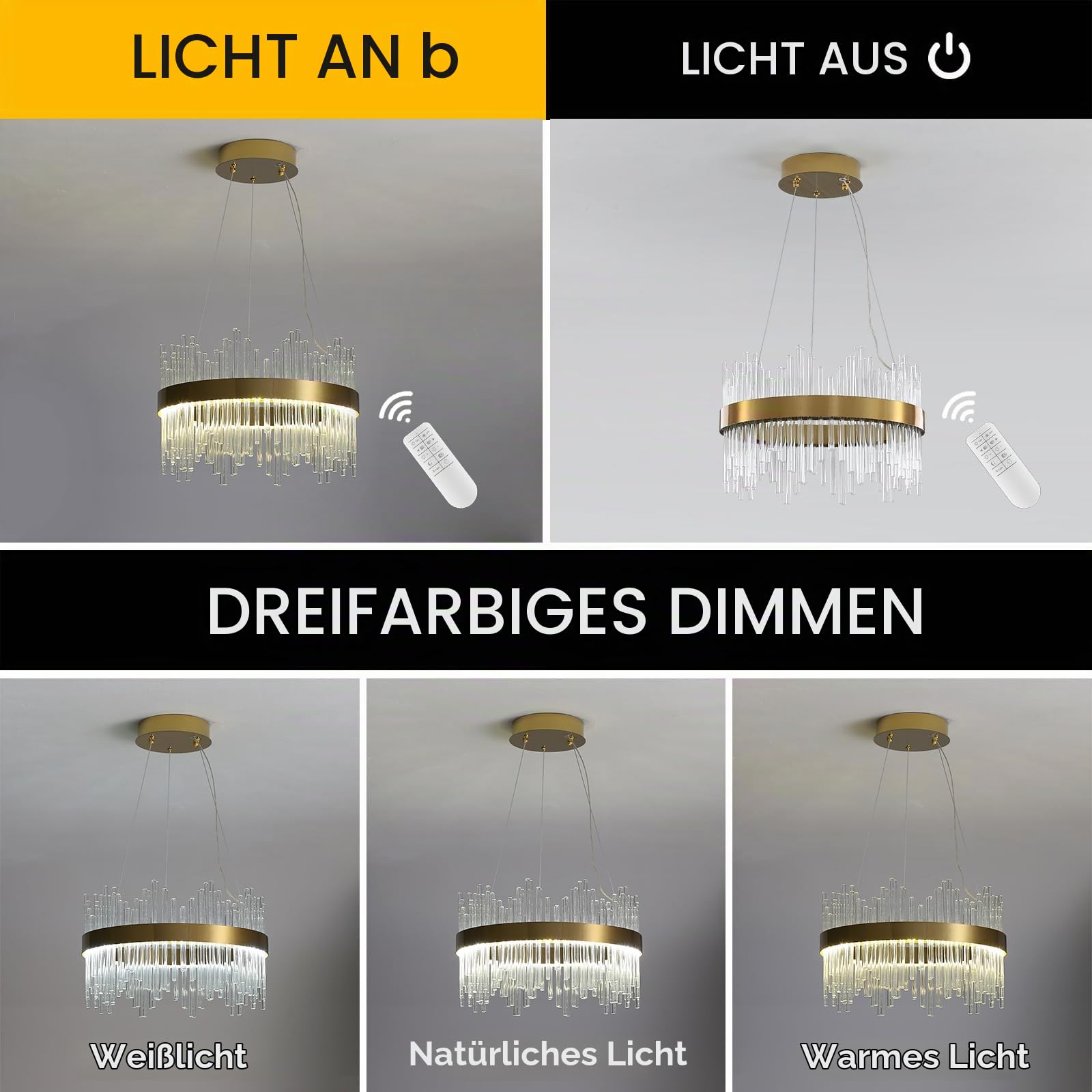 Moderner Kristallleuchter, Led-Pendelleuchte In Gold, Deckenleuchte, Halb BüNdig Montierter Kronleuchter, HäNgelampe FüR KüChe, Wohnzimmer, Schlafzimmer, Flur, Treppenhaus, 40 Cm