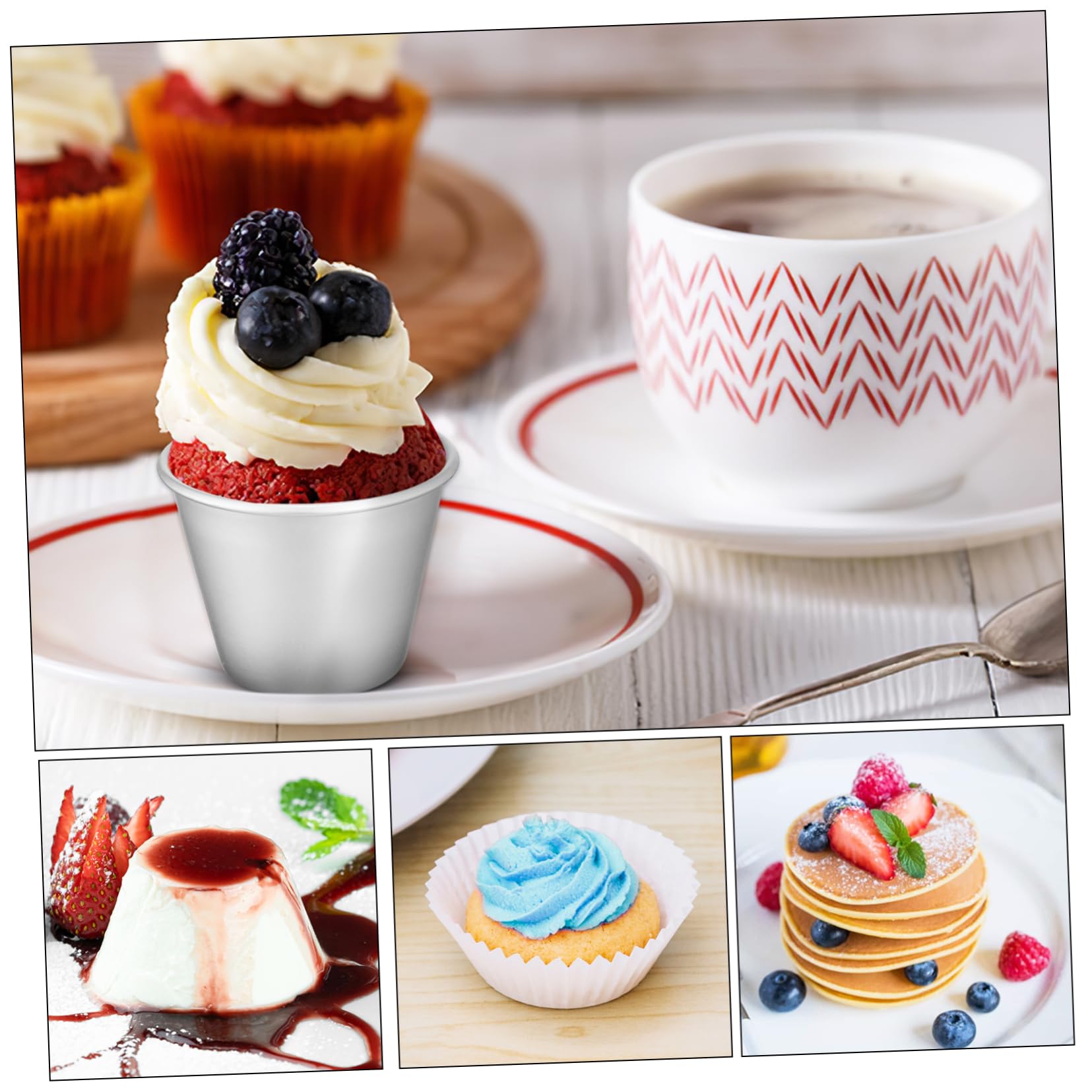 SHOWERORO 40piezas Moldes De Pudding y Antiadherentes Reutilizables Para Hornear Muffins y Postres Utensilios De Cocina Para Repostería