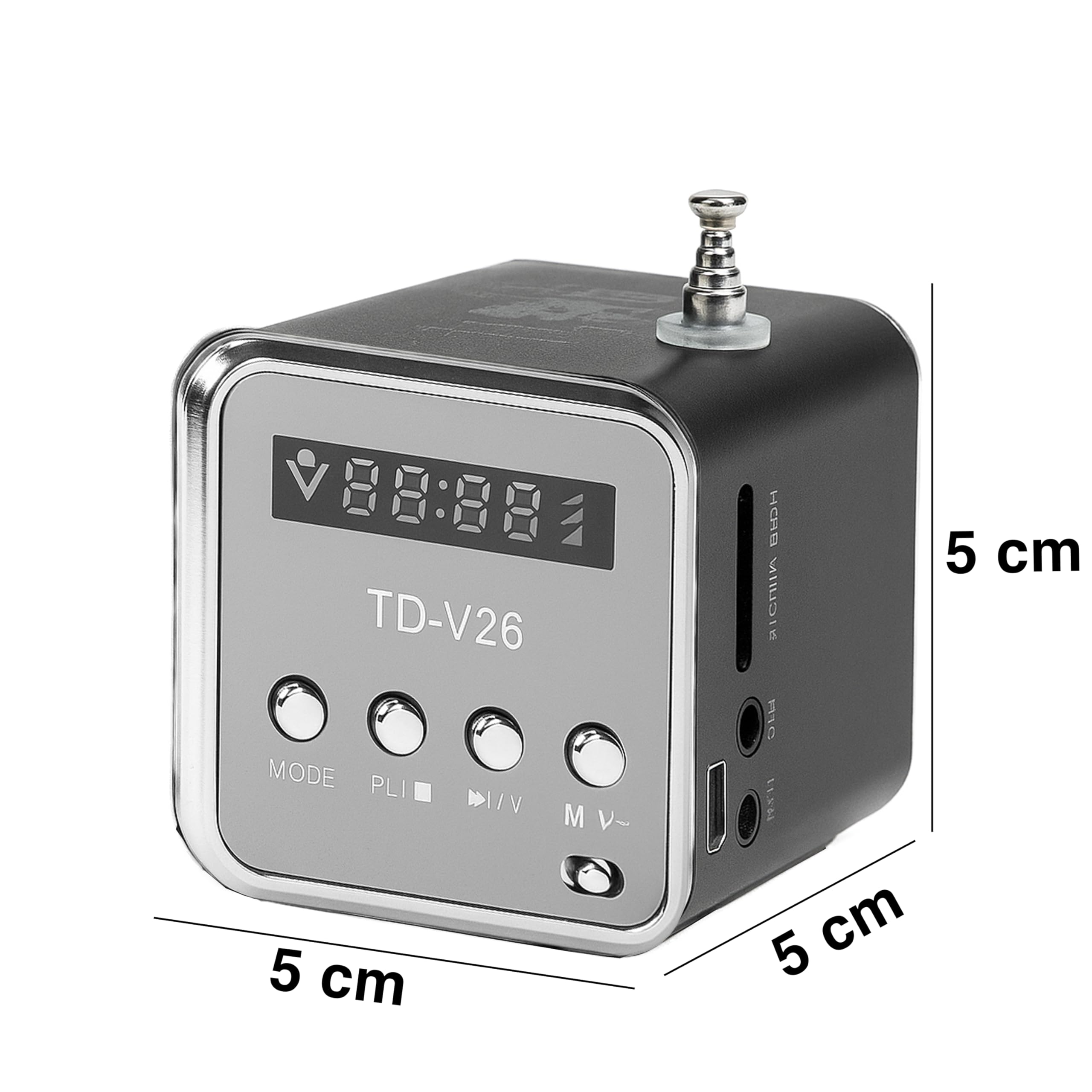 Retoo Radio Portatile FM 3W 45dB Micro SD TF Altoparlante Digitale MP3 USB Nero-Grigio