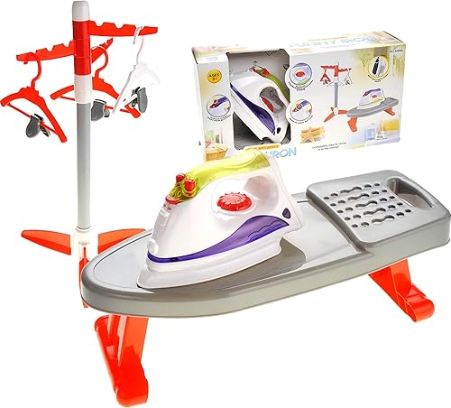 PowerTRC Juego de ropa de simulación para niños pequeños, juego de tabla de planchar con luz y sonido realistas, secadora, colgador para niños, disponible en Yaxa El Salvador