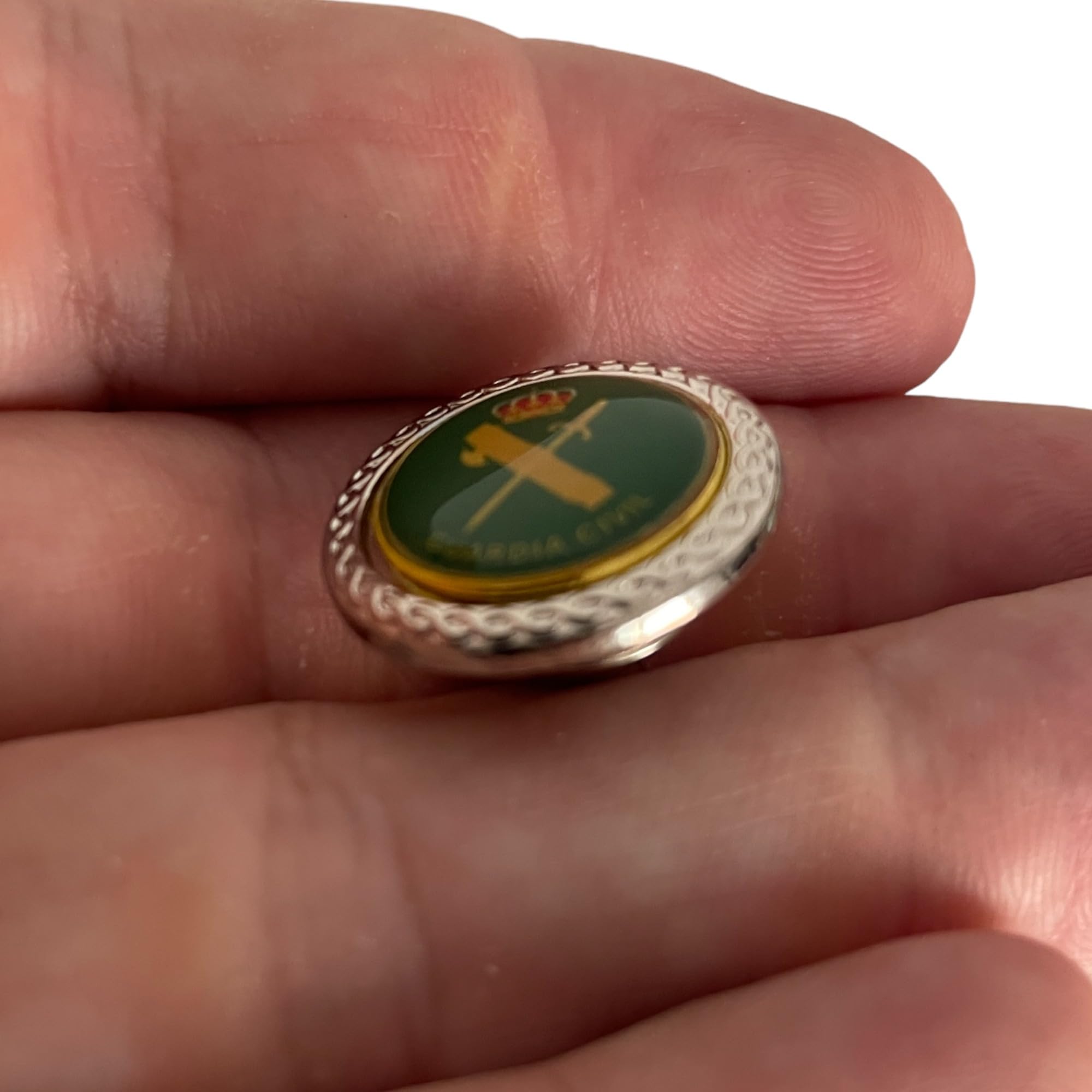 Emblema Guardia Civil España Gota Relieve Zinc Cromado 20 mm