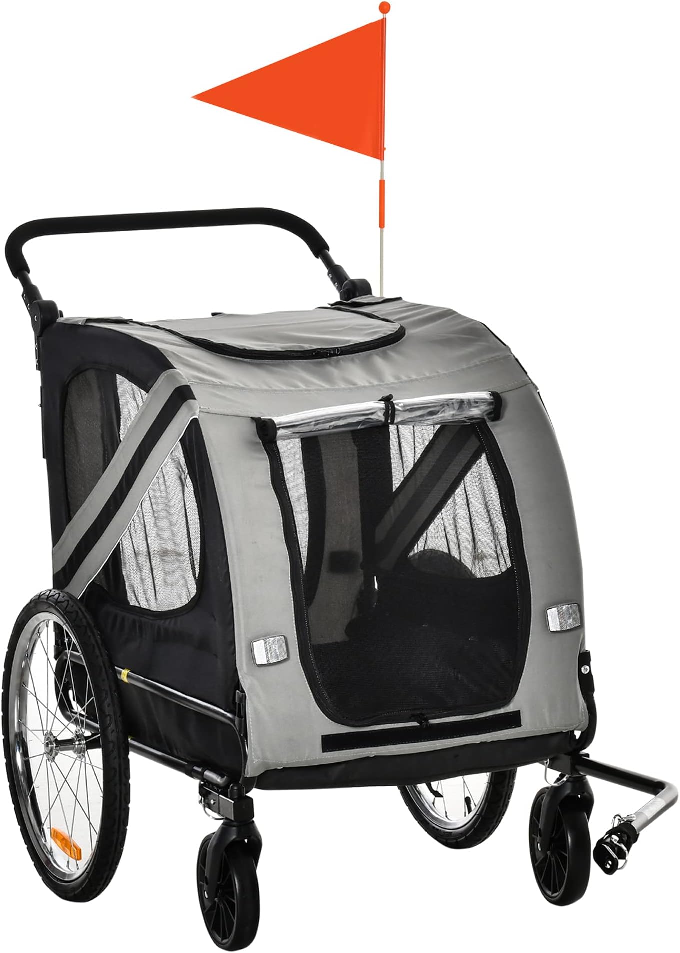 PawHut Folding Dog Bike Trailer Pet Cart Carrier for Bicycle Travel in