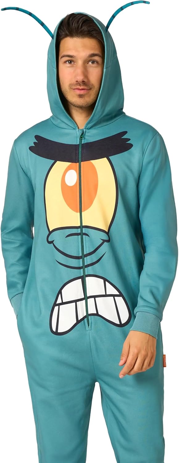 Opposuits Adult Spongebob Onesie - Nickelodeon One-piece Pajamas - Loose Fit - Including Pockets - Yellow