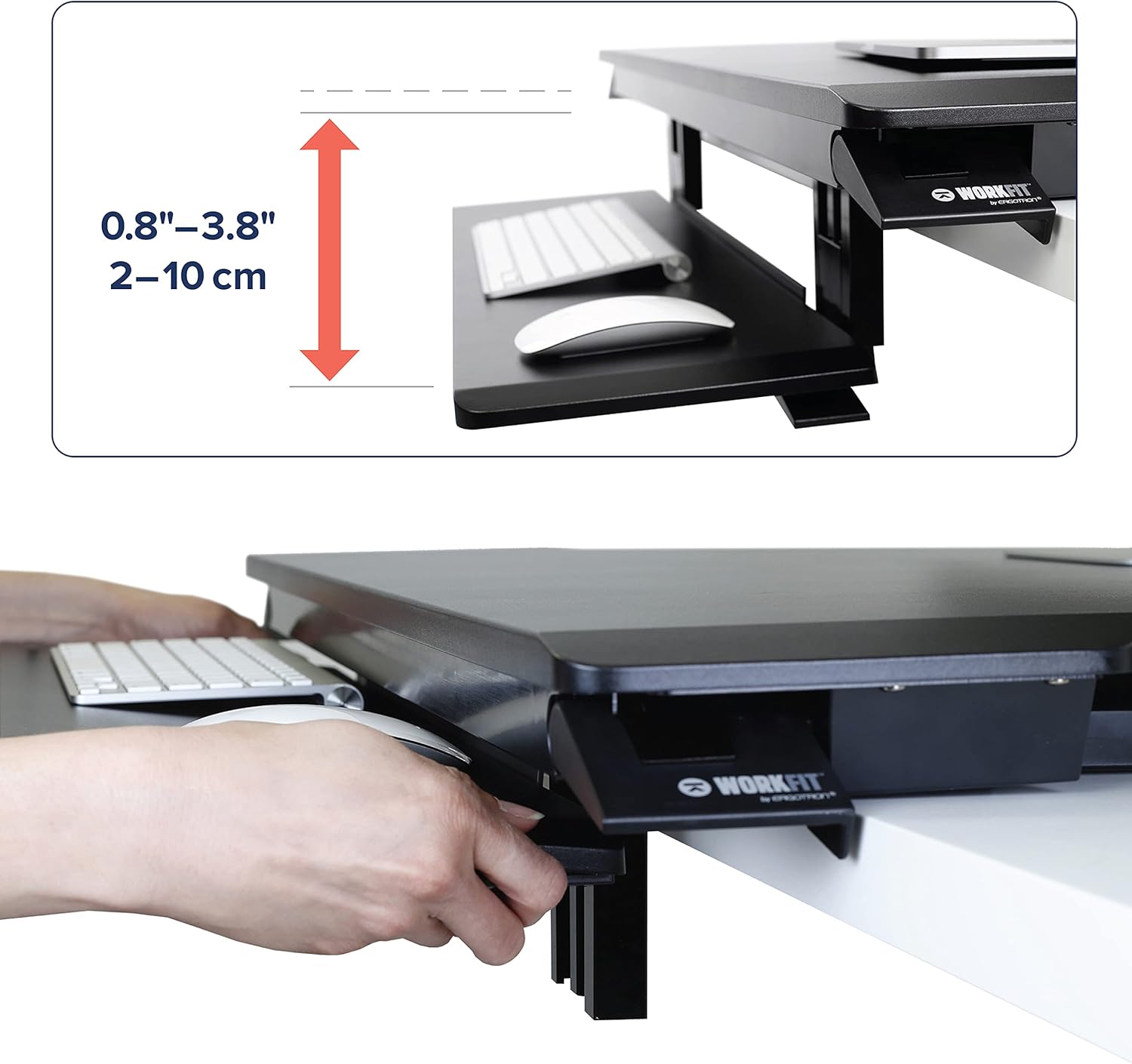 Ergonomic 32'' Black Standing Desk Converter with Keyboard Tray