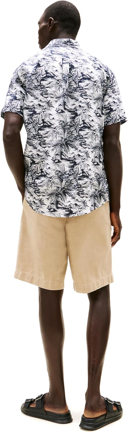 Tommy Hilfiger Mens Short Sleeve Casual Linen Button Down Shirts in Regular Fit - Image 4