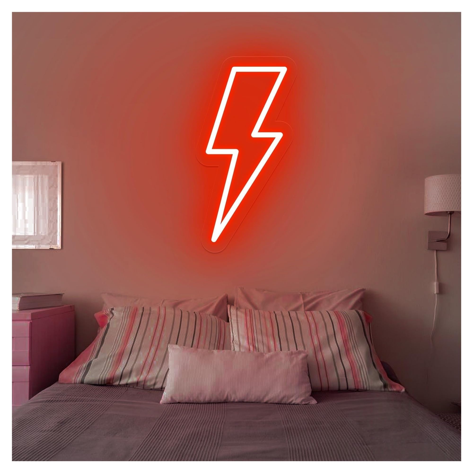 Shouxi C Sign Lamp Lightning Bolt Neon Sign, Thunder Light, Weather, Suitable For Kids Room Wall Decor 41Cm(C)