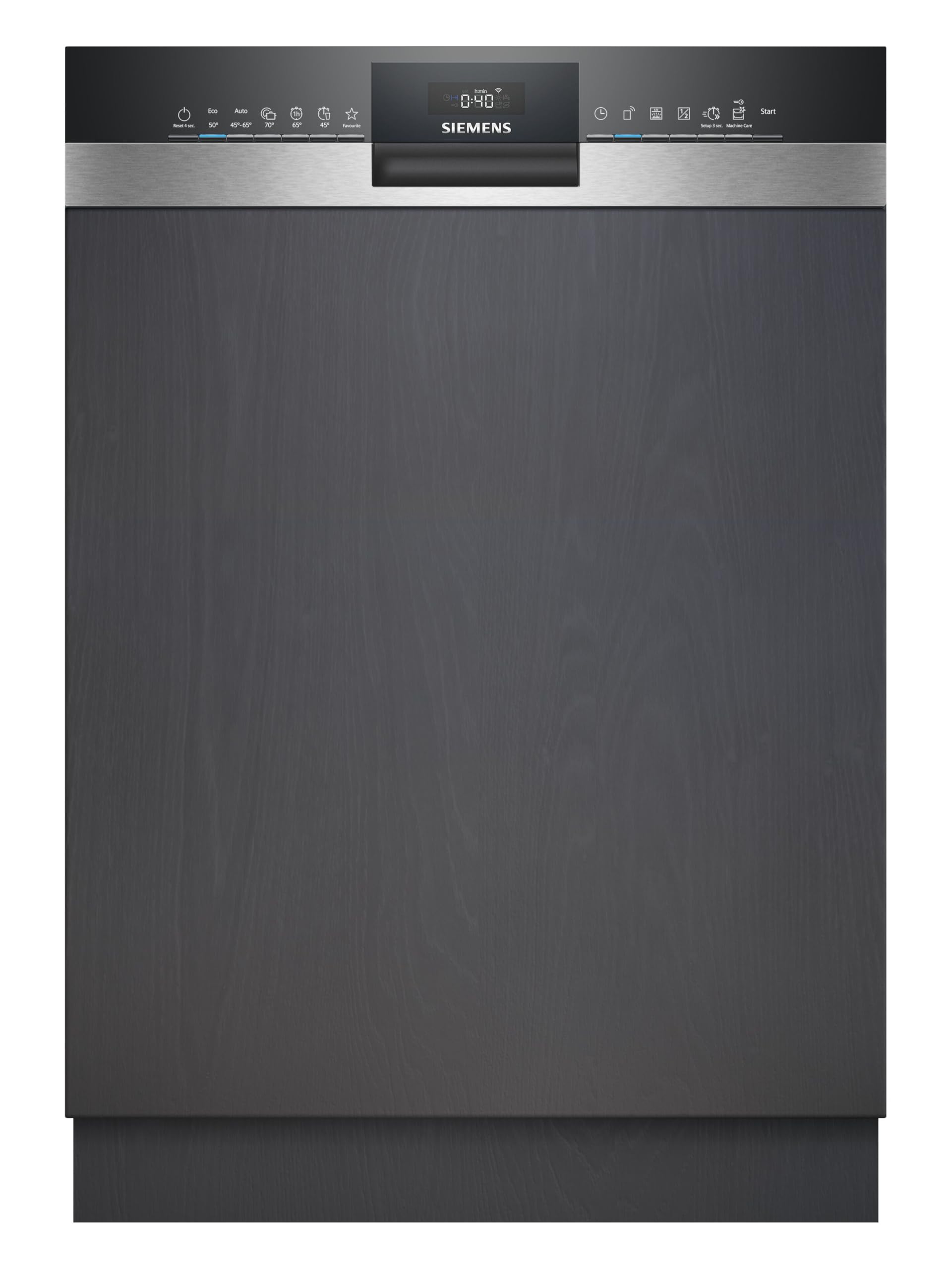 Siemens SN53HS16AE iQ300, Teilintegrierter Geschirrspüler 60 cm, Made in Germany, Besteckkorb, smartStart, drei Mal schneller spülen, HygienePlus Programm, intensiveZone, aquaStop, Gebürsteter Stahl