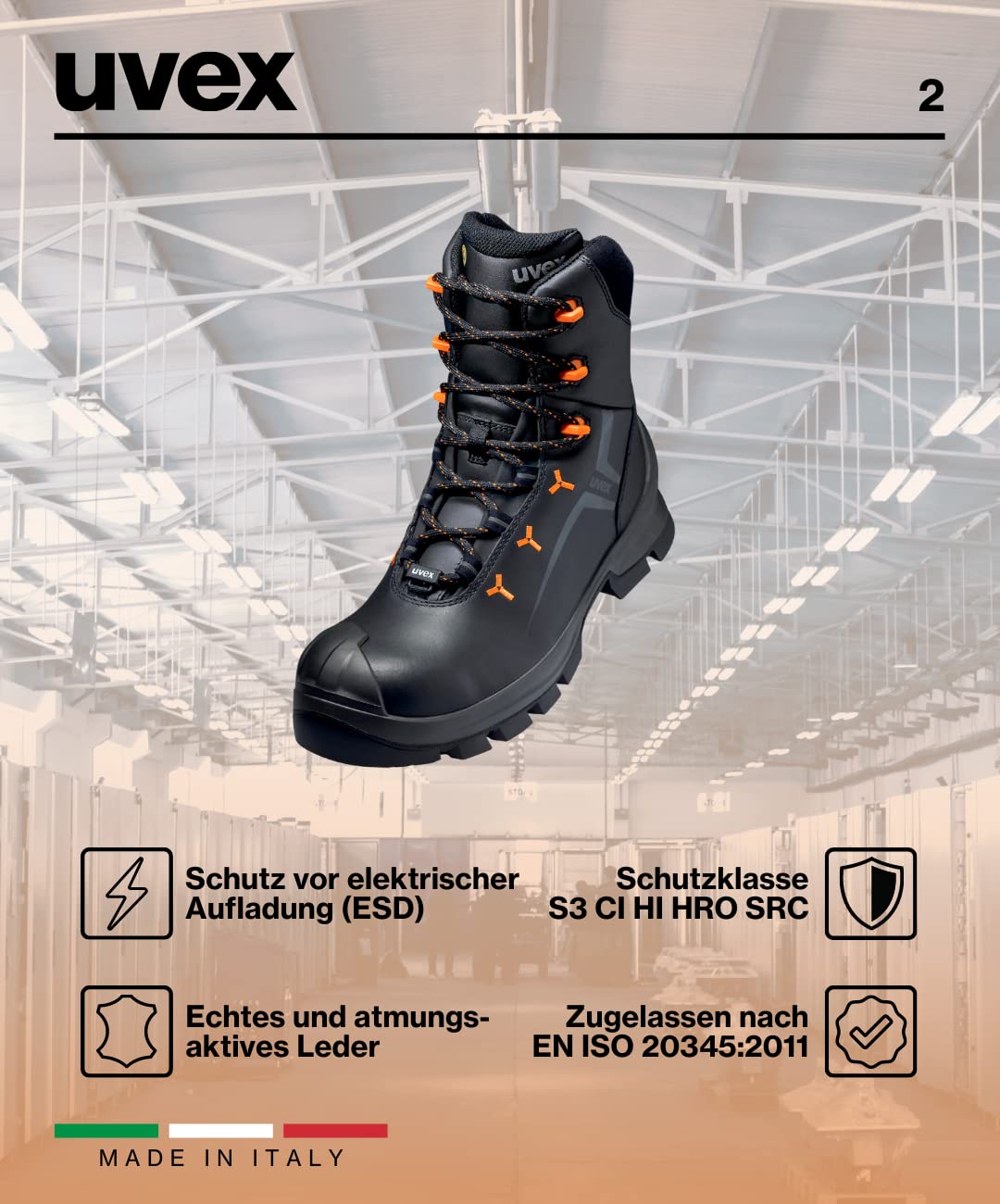 Uvex 2 MACSOLE® Sicherheitsschuhe S3 CI HI HRO SRC - Winterstiefel, Arbeitsschuhe für Damen & Herren - Weite 12