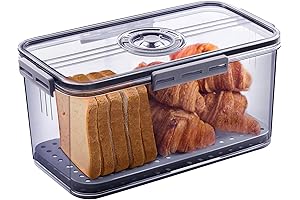Grey Bread Box with Time Recording Lid for Kitchen Counter