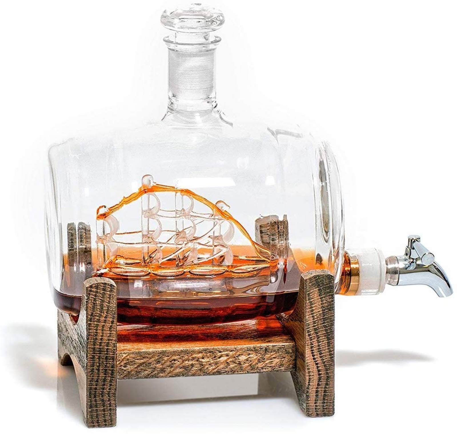 Buy KPTKP Wine Barrel Shape Glass Bottle, 500ml Whiskey Decanter